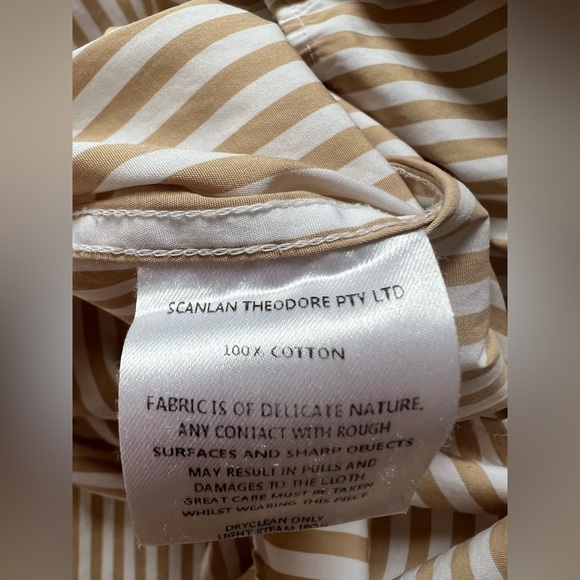 Scanlan Theodore Shirt Striped Beige White Long Sleeve Button Down US 4 - Picture 8 of 8